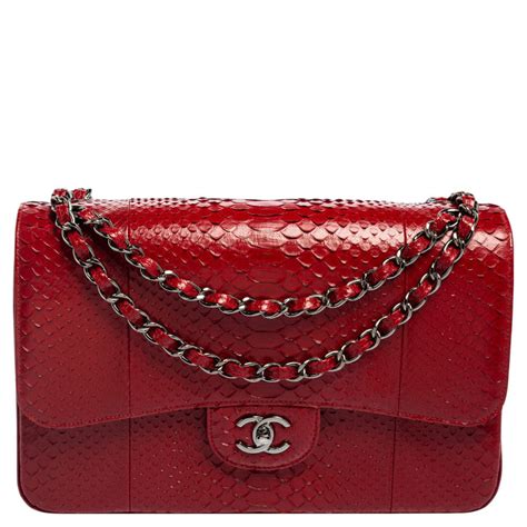 chanel red python bag|Chanel python bags for sale.